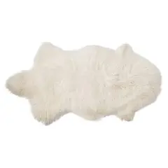 Hello Honey&reg; White Natural Mongolian Lamb Fur Rug, 35" x 20"