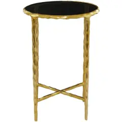 22" Aluminum Accent Table with Shaded Glass Top Gold