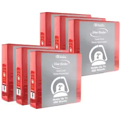 BAZIC&reg; 2" Slant D Ring View Binder with 2 Pockets, 6ct. Red