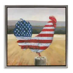 Stupell Industries American Flag Rooster Floater Framed Art Gray