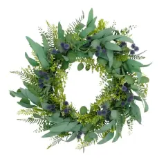 30'' Green and Purple Eucalyptus Floral Spring Wreath