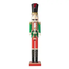 Glitzhome&reg; 54" Wooden Christmas Glitter Soldier Nutcracker