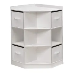 Badger Basket White Corner Cubby Storage Unit With Reversible Baskets