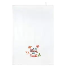 Give Thanks Embroidered Tea Towel by Makery&trade;