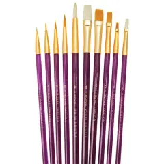 Royal & Langnickel&reg; Golden Taklon White Bristle 10 Piece Brush Set