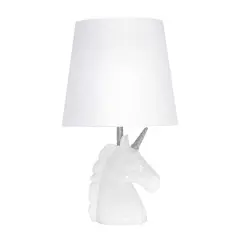 Simple Designs 15.5" Unicorn Table Lamp White/Silver Glitter