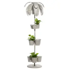 55" Gray Metal Contemporary Palm Tree Planter