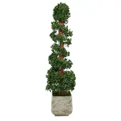 6ft. English Ivy Topiary Spiral Artificial Tree in White Planter UV Resistant (Indoor/Outdoor)