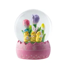 Glitzhome&reg; 5" Easter Chick Family Waterglobe