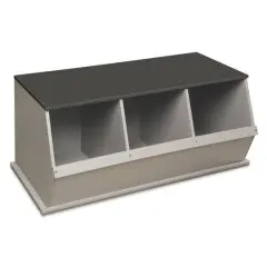 Badger Basket 3 Bin Stackable Storage Cubby Light Gray/Dark Gray