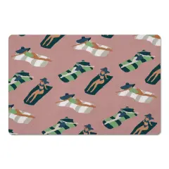 Pink Sun Bathers Pattern Floor Mat