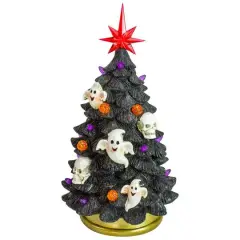 12" Black LED Lighted Skull & Ghost Halloween Tree