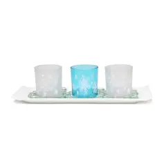 Elegant Designs&trade; Blue Frost Winter Wonderland Candle Holder Set