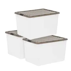 Iris&reg; 144qt. Clear View Plastic Storage Bins with Gray Latching Buckle Lids, 3ct.