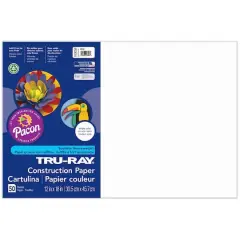 Tru-Ray&reg; 12" x 18" Construction Paper, 50 Sheets White