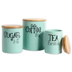 DII&reg; Coffee, Sugar & Tea Ceramic Canister Set Aqua