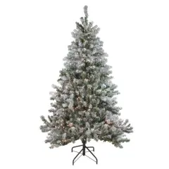 6ft. Pre-Lit Flocked Balsam Pine Artificial Christmas Tree, Clear Lights