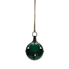 5" Green Metal Jingle Bell Hanging Christmas Decoration