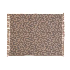 Hello Honey&reg; Black & Tan Leopard Print Woven Recycled Cotton Blend Throw with Fringe
