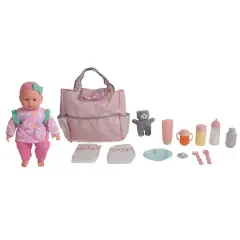 Dream Collection 14" Baby Doll With Diaper Bag Set