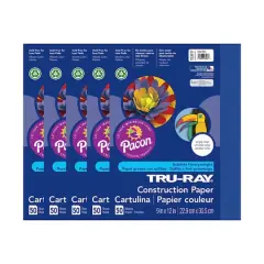 Tru-Ray&reg; 9" x 12" Construction Paper, 5 Packs of 50 Sheets Royal Blue