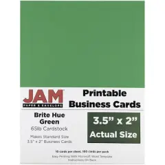 JAM Paper Brite Hue Printable Business Cards, 100ct. Brite Hue Green