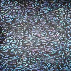 Feldman Batik Navy Rainbow Stamp Large Floral Cotton Fabric