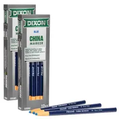 Dixon&reg; Phano China Markers, 2 Packs of 12 Blue