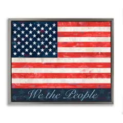 Stupell Industries We The People Flag Floater Framed Art Gray