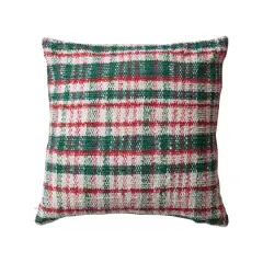 Hello Honey&reg; 20" Red & Green Plaid Woven Throw Pillow
