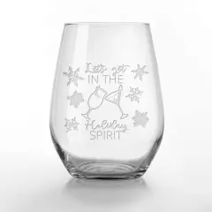In the Holiday Spirit 15oz. Engraved Stemless Wine Glass