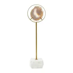 Hello Honey&reg; 18" Gray Agate Accent on Metal & Marble Stand