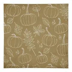 Mustard Yellow Fall Pattern Cotton Twill Napkin