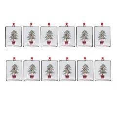 12ct. Seasons Greetings Pine Tree Ornament