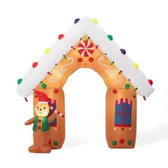 Glitzhome&reg; 8ft. LED Lighted Gingerbread House Inflatable D&eacute;cor