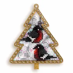 Wonderland Crafts Bird Tree Christmas Ornament Bead Embroidery Kit
