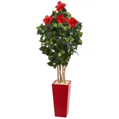 5.5ft. Hibiscus Tree in Red Tower Planter
