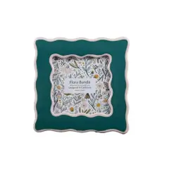 Flora Bunda&reg; 4" x 4" Two Tone Teal Wavy Ceramic Frame