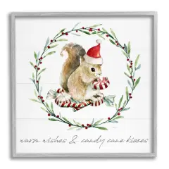 Stupell Industries Warm Wishes & Candy Kisses Phrase Framed Giclee Art Gray