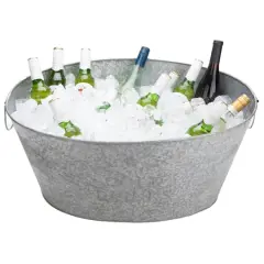 Mind Reader 12'' Large Round Galvanized Steel Beverage Tub with Handles