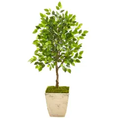 3.3ft. Ficus Artificial Tree in Country White Planter