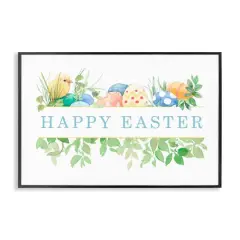 Stupell Industries Floral Happy Easter Framed Giclee Art Black