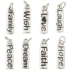 Rhodium-Colored Word Tag Charm Set by Bead Landing&trade;