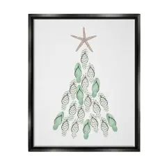 Stupell Industries Flip Flop Beachy Christmas Tree Black Framed Floater Canvas Wall Art