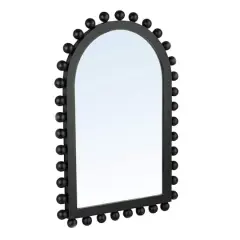 Hello Honey&reg; 31.5" Black Boho-Southwestern Beaded Arched Firwood Wall Mirror
