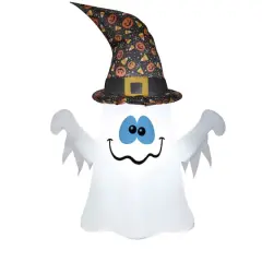 4ft. Airblown&reg; Inflatable Halloween Ghost in Witch Hat with LED Lights