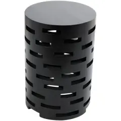 Black Wood Brick Inspired Cutout Geometric Accent Table