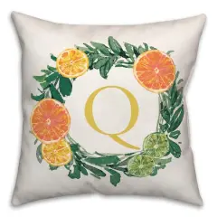 Citrus Monogram Indoor/Outdoor Pillow Q