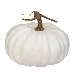 10" White Flat Round Pumpkin Tabletop D&eacute;cor