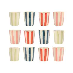 Hello Honey&reg; 10oz. Round Striped Stoneware Cups, 12ct.